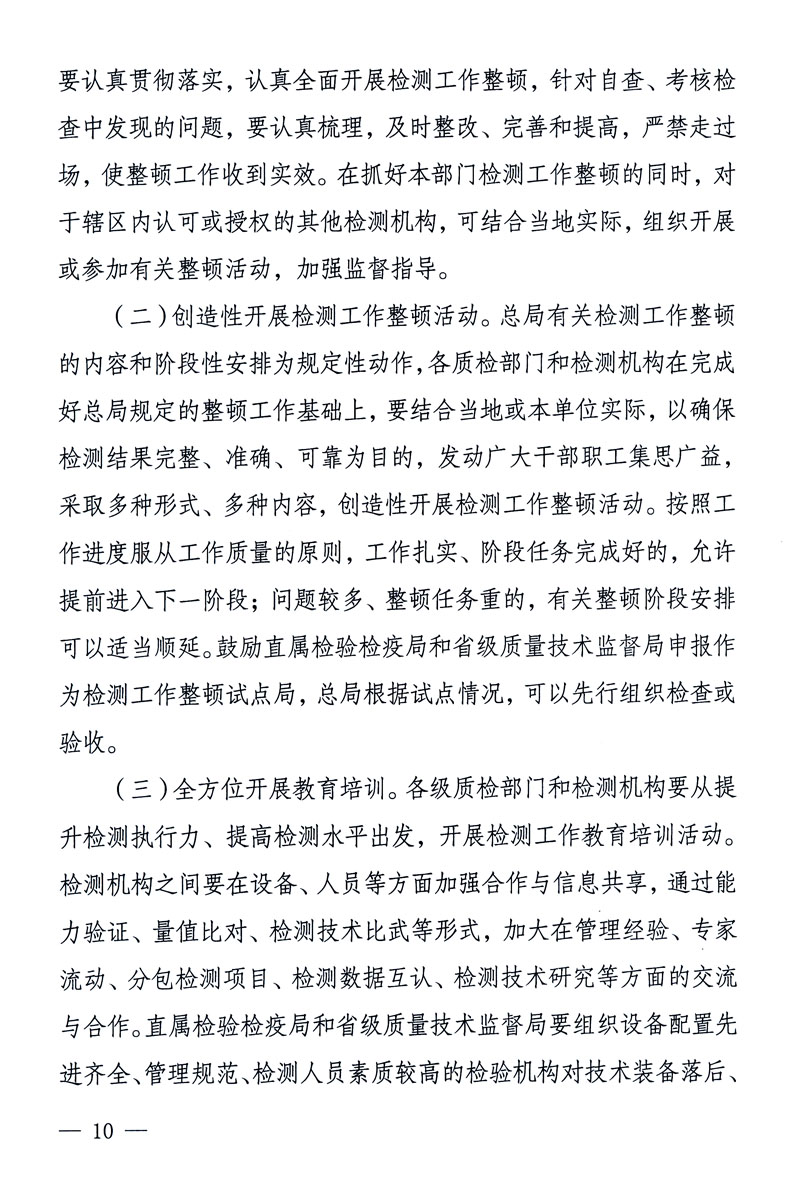 關于印發(fā)《關于在全國質(zhì)檢系統(tǒng)開展檢測工作整頓的活動方案》的通知